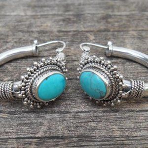 Turquoise Sterling Silver Boho Earrings
